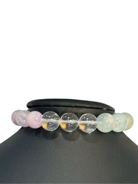 Amethyst and Clear Quartz Crystal Beaded Bracelet